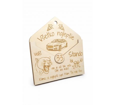 Drevená obálka na peniaze k narodeninám – personalizovaná