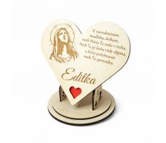 Drevené srdiečko s venovaním k narodeninám – personalizovaná dekorácia